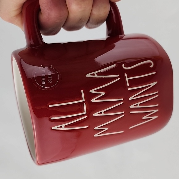 Rae Dunn Double Sided Mug Red ALL MAMA WANTS IS A SILENT NIGHT White Lrg Letters - Picture 8 of 11